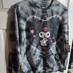 Forever 21 Kids Kuromi Tie-Dye Sweatshirt - Black and Pink